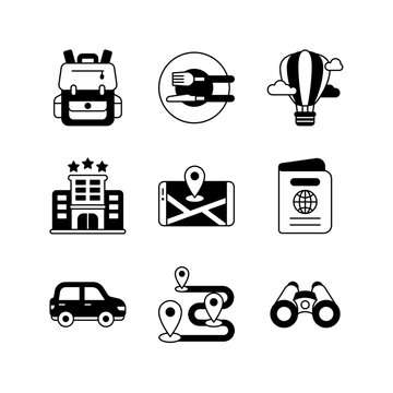 Tourism and Travel Icon Set in Glyph Solid Style