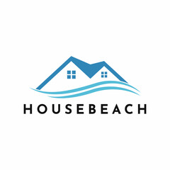 House beach logo design modern and minimalist