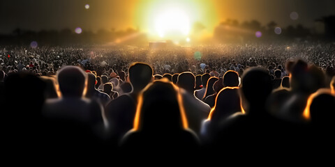 Crowd in the field. Concept of world population day. AI generated - obrazy, fototapety, plakaty