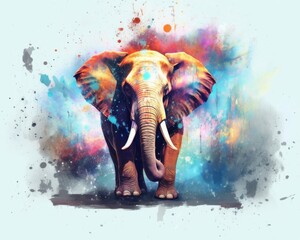 art elephant in space . dreamlike background with elephant . Hand Drawn Style illustration