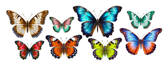 Colorful butterfly, png isolated on transparent background. Generative AI