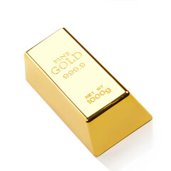 Gold bullion bar isolated on white background