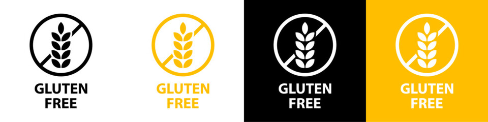 Gluten free label icon set