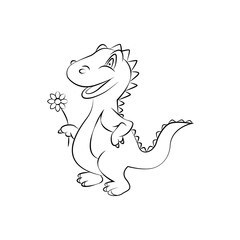Dinosaur Coloring book Page for Kids, cute small dinosaur. For children's creativity ,coloring by small children. dinosaur hand-painted in cartoon style vector illustration