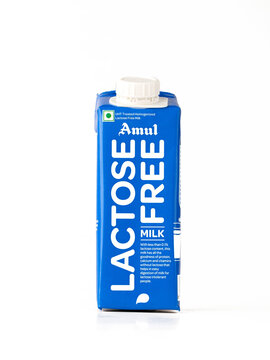 West Bangal, India - May 20, 2023 : lactose free milk isolated stock image.