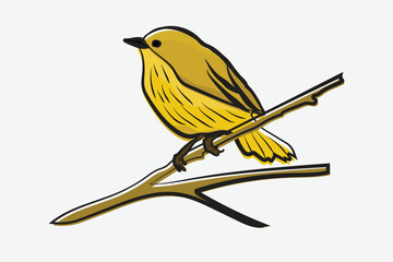 Illustration bird on the branch vector