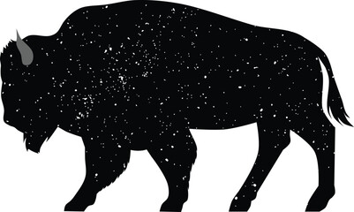Buffalo silhouette with grunge texture, isolated on white.  ZIP file contains EPS, JPEG and PNG formats © paul974