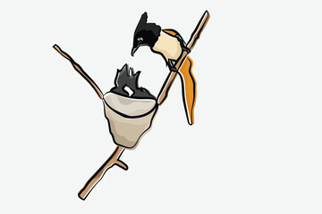 Illustration bird on the branch vector