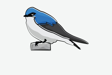 Illustration bird on the branch vector