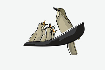 Illustration bird on the branch vector