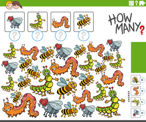 how many cartoon insect characters counting activity