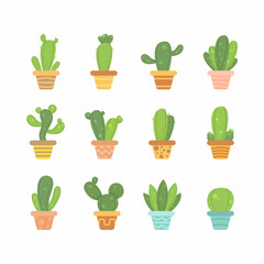 set of cactus vector illustration