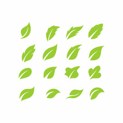 set of green leaf vector icon