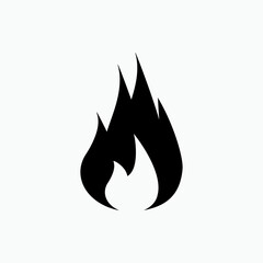 Fire Icon within Glyph Style. Flame, Burn Symbol.  