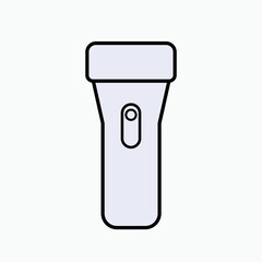 Flashlight Icon within Line Art Style. Night Lighting. 