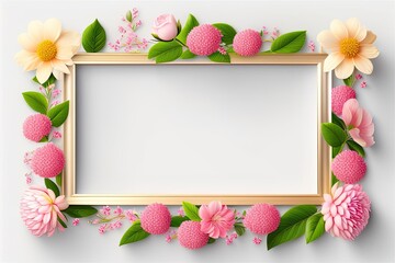 Border Picture Frame Floral Ornament Copy Space Generative AI