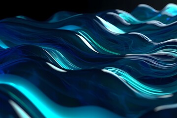 3d abstract flowing liquid blue wave background. Generative AI