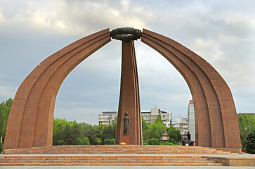Victory Monument (1985), commemorating 40th anniversary of end of WWII, on Victory Square. Bishkek, capital of Kyrgyzstan