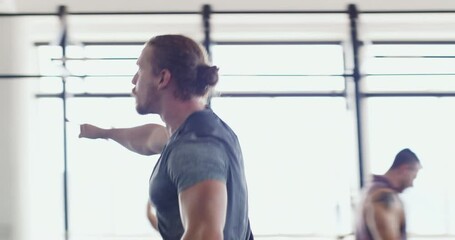 Celebration, workout and group of people in the gym for a fitness training, class or challenge. Happy, motivation and personal trainer winning goals with athlete clients after a exercise for sports