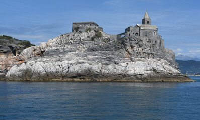 Italy - Porto Venere - May 8,  2022: The Romanesque church of San Pietro is a Catholic religious...