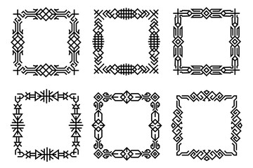 Square vintage ornate decorative frames collection. Set of abstract borders, decorative line art frame designs. For your design projects, empty space for your text, lettering images, photos and design