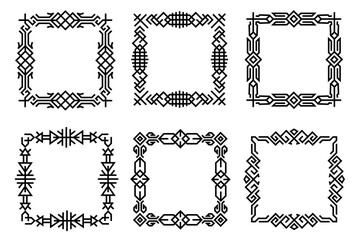 Square vintage ornate decorative frames collection. Set of abstract borders, decorative line art frame designs. For your design projects, empty space for your text, lettering images, photos and design