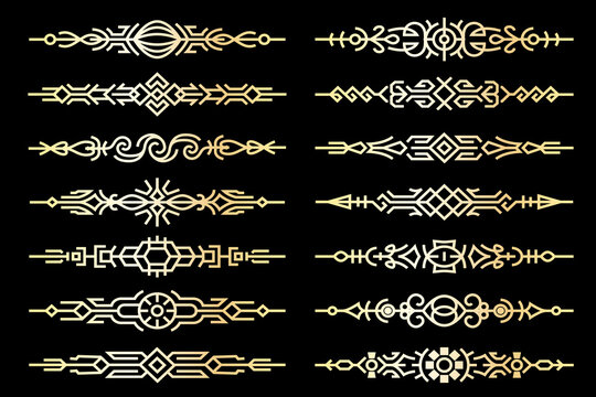 Line art luxury golden borders collection. Abstract golden elegant text dividers for your design projects