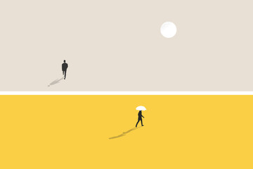 Business dispute or disagreement vector concept with two businessman walking away from each other. Symbol of miscommunication, conflict, argument. Eps10 illustration