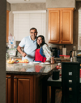 South Asian couple at home 
