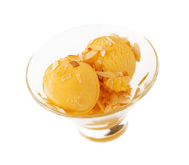 Vanilla ice cream in glass bowl