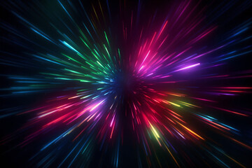 Fototapeta premium Neon rays abstract background. Generative AI