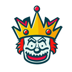 clown wear crown icon mascot illustration
