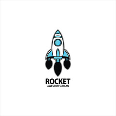 rocket cute mascot design logo