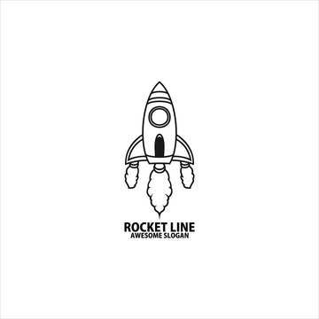 rocket line art design logo