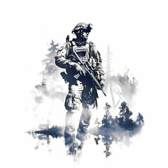 Army Soldier Illustration. Generative AI