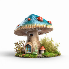 Whimsical Abode: A Gnome's Cozy Retreat Inside a Mushroom created with Generative AI technology