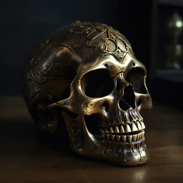 Etched Eternity: A Kaleidoscope of Artistry on a Engraved Skullcreated with Generative AI technology