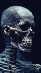 Inked Remnants: The Intricate Tapestry of a Engraved Skull created with Generative AI technology