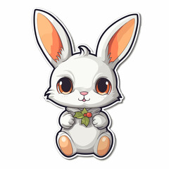 Fototapeta na wymiar Playful cartoon Bunny sticker Illustrations in minimalist detailed style