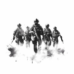 Military Soldiers Illustration Generative AI