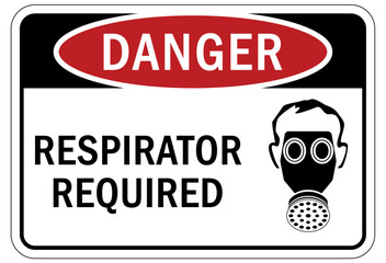 Wear respiratory equipment sign and labels respirator required