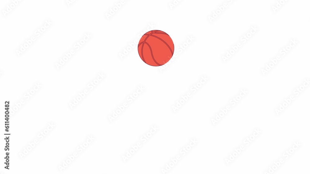 Poster bouncing basketball animation. flat cartoon style icon 4k video footage for web design. ball dribble