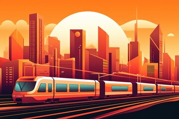 Naklejka premium Futuristic cityscape generative AI