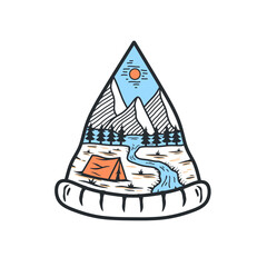 wild nature adventure camp illustration. retro and simple styled badge vector