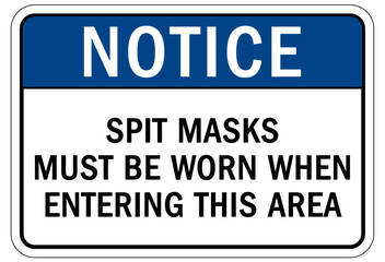 Dust mask warning sign and labels spit mask must be worn when entering this area