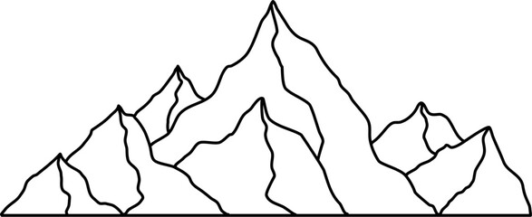 Hiking Mountain Outline Illustration Vector