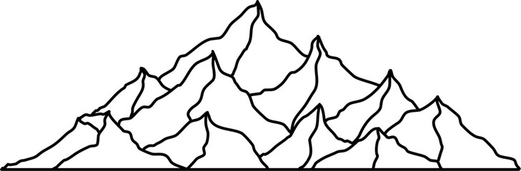 Expedition Mountain Outline Illustration Vector
