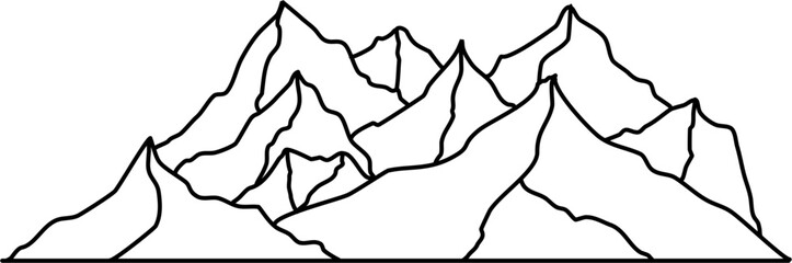Hiking Mountain Outline Illustration Vector