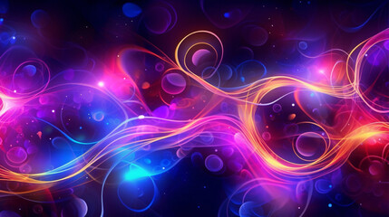 Mesmerizing Waves of Neon Light Abstract Background - Variation 1