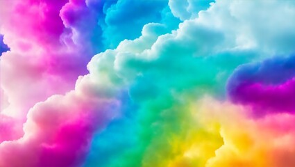 Abstract colorful rainbow soft pastel color cloud background, multicolored ink drop fluid motion in water, generative ai, ai - obrazy, fototapety, plakaty
